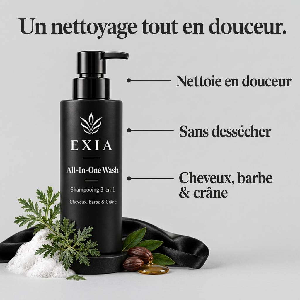 EXIA avec ses points clés sur fond gris perle