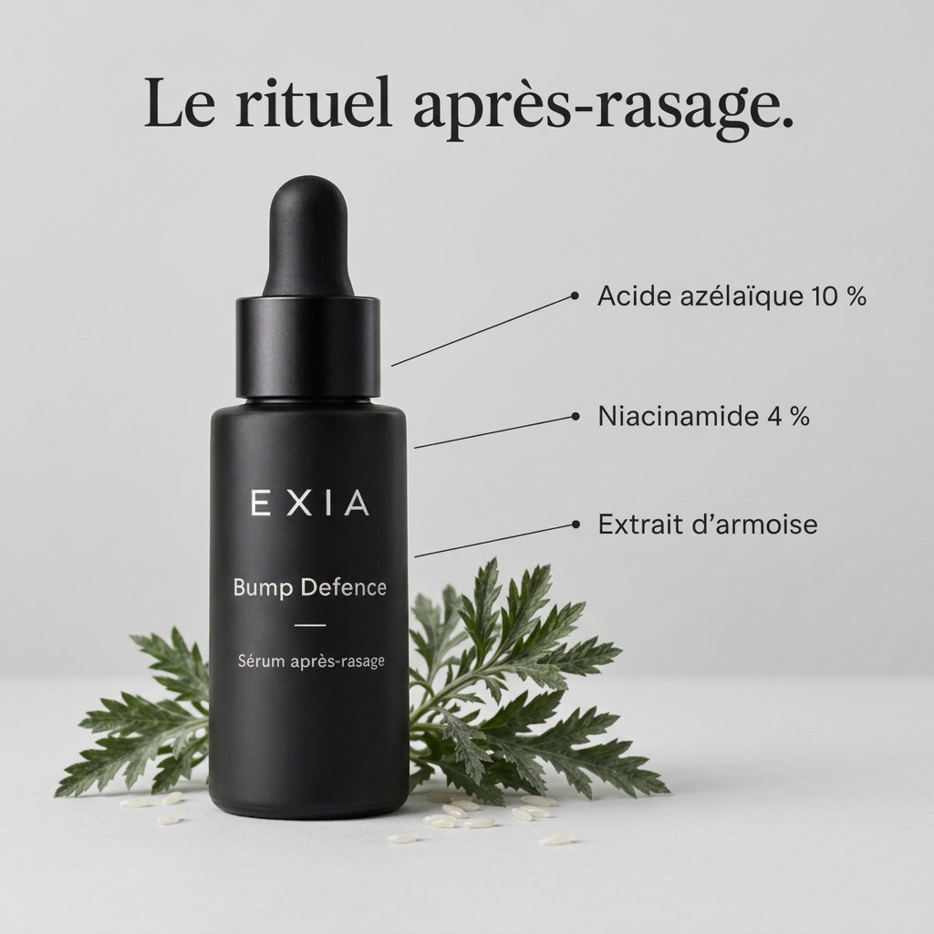 EXIA Bump Defence avec ses actifs sur fond gris perle