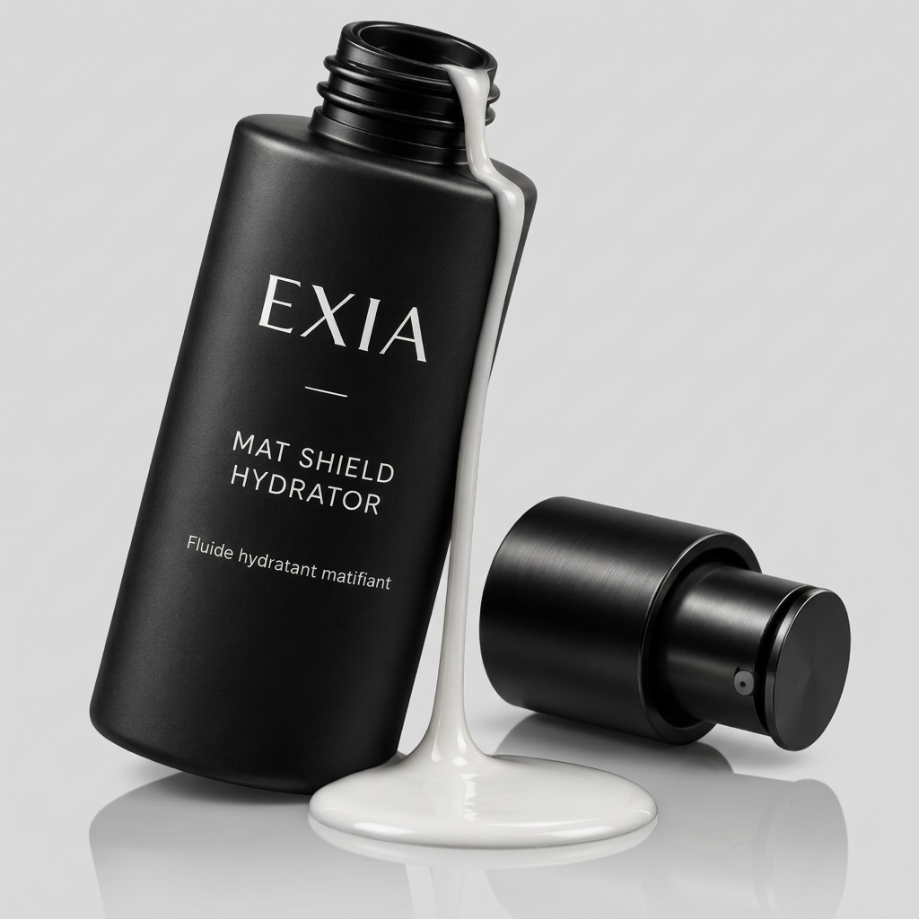 EXIA Mat Shield Hydrator avec sa texture sur fond gris perle