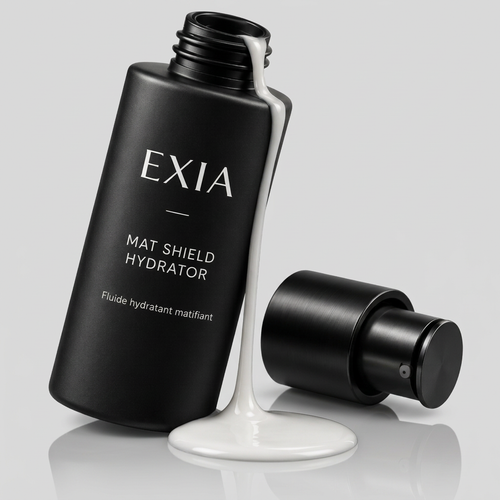 EXIA Mat Shield Hydrator avec sa texture sur fond gris perle