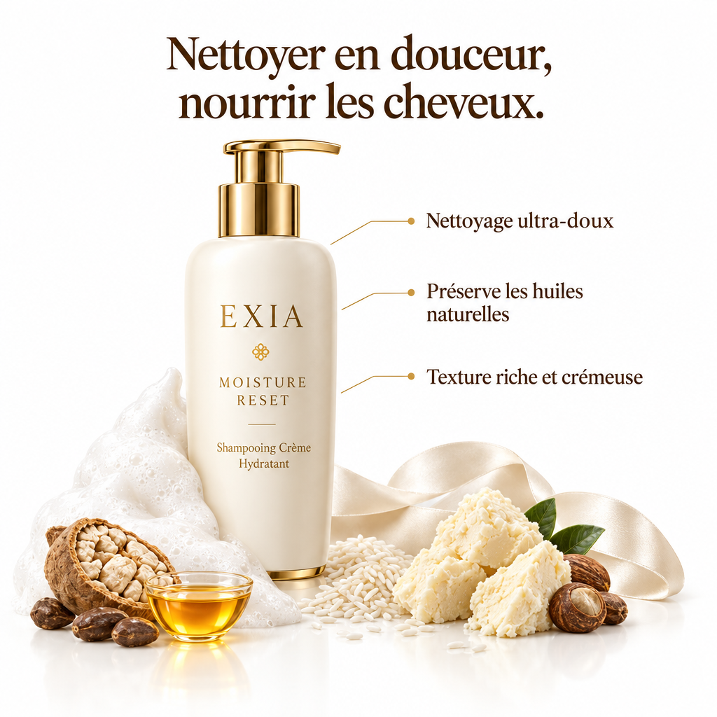 EXIA Moisture Reset avec ses bénéfices et ses actifs sur fond blanc