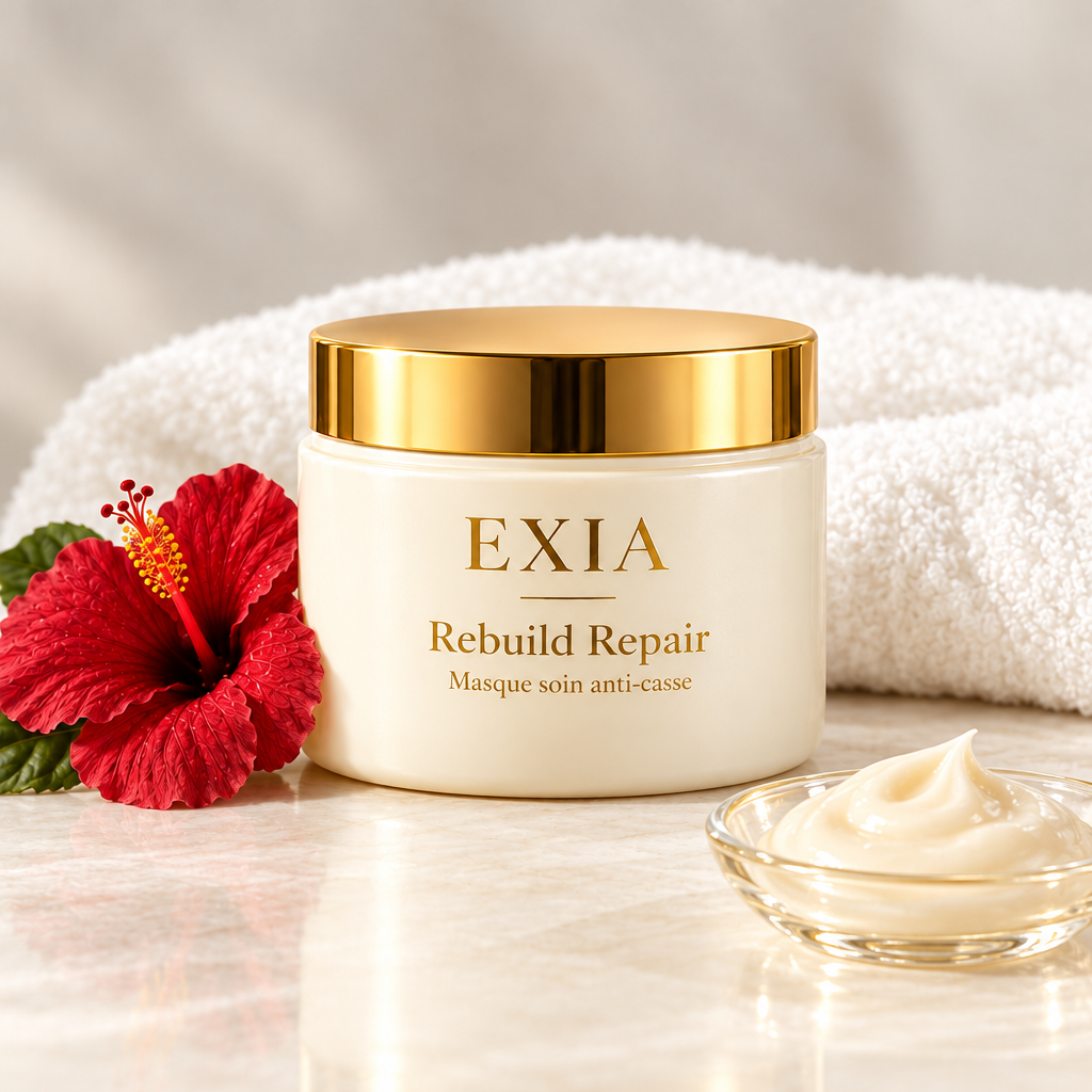 EXIA Rebuild Repair dans une ambiance spa avec serviette blanche